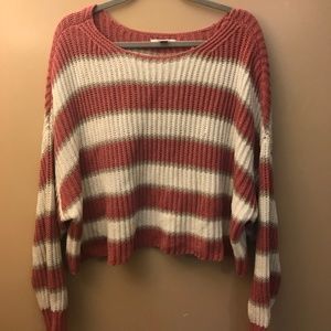 Slouchy Striped Cropped Sweater